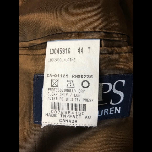 Chaps Ralph Lauren Suit Jacket 100%Wool 44T Canada - Picture 14 of 15